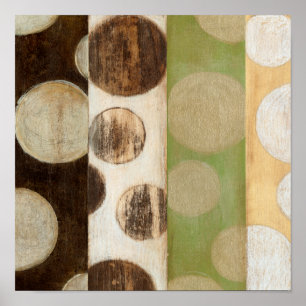 Jord Tone Wood Panel-målning med cirklar Poster