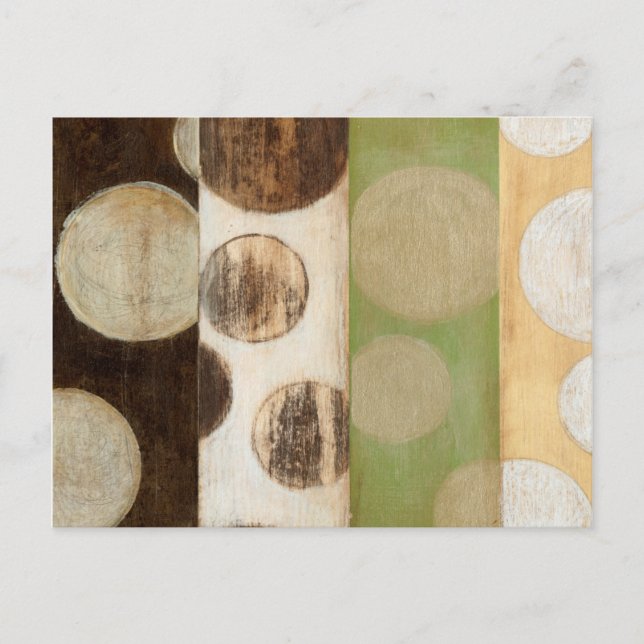 Jord Tone Wood Panel-målning med cirklar Vykort (Framsida)