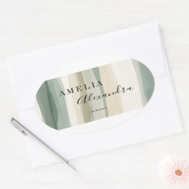 Jord-tonsskript Abstrakten Boho Retro Script Vågig Ovalt Klistermärke