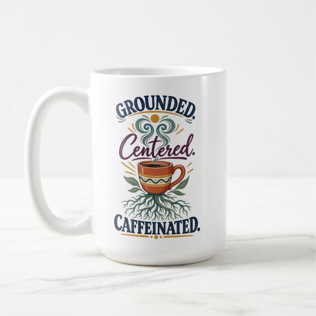 Jordad Centrerad Kaffeinerad Boho Kaffemugg (Vänster)