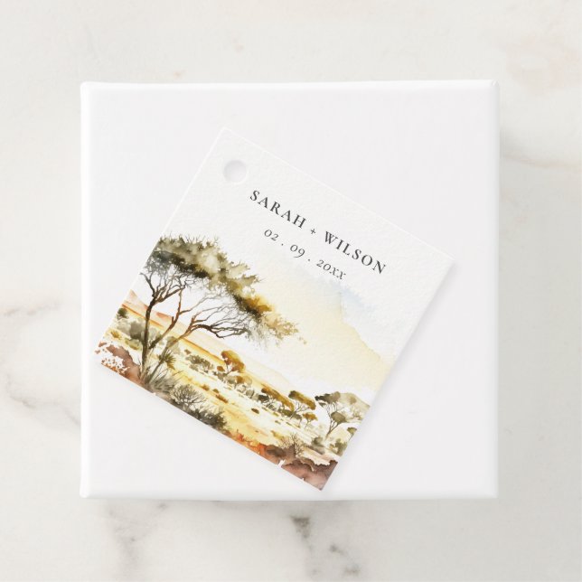 Jordad våt vattenfärgsafrikanskt liggande Bröllop Gåvor Etiketter (På plats)