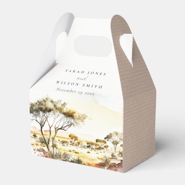 Jordad våt vattenfärgsafrikanskt liggande Bröllop Presentaskar (Framsidan Sidan)