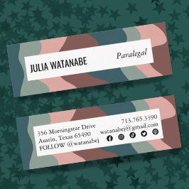 Jordade handgjorda Vågigt Rand med Social-ikoner Mini Visitkort