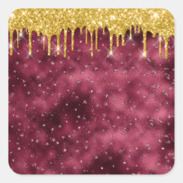 Jordan Candels Burgundy Guld Glitter Sticker Fyrkantigt Klistermärke