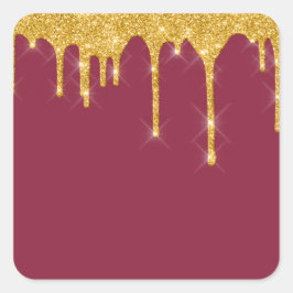 Jordan Candles Burgundy Guld Glitter Spark Fyrkantigt Klistermärke