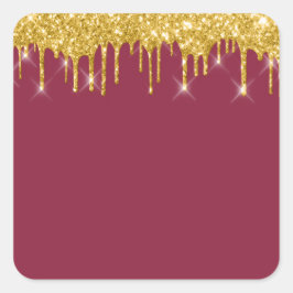 Jordan Candles Burgundy Guld Glitter Sticker Fyrkantigt Klistermärke