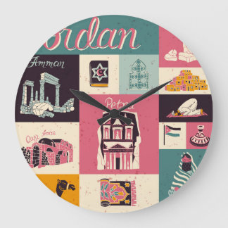 Jordan Culture Retro Illustrated Symbols Stor Klocka