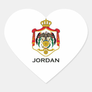 JORDAN - emblem/flagga/jacka av arm/symbol Hjärtformat Klistermärke