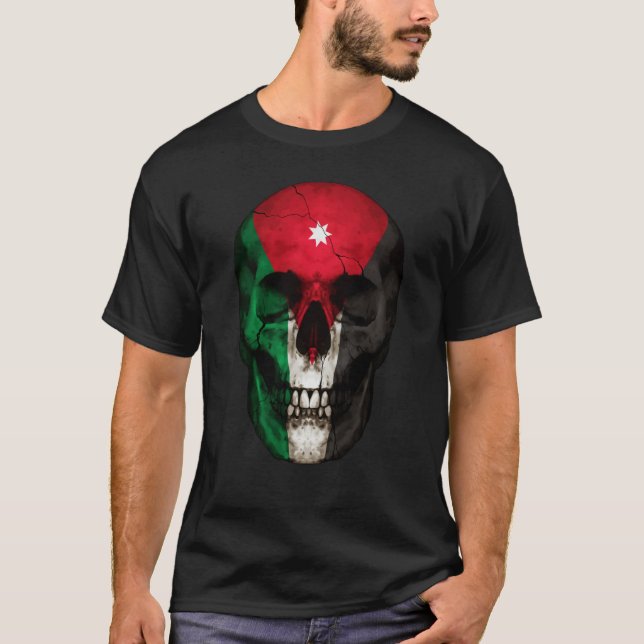 Jordan Flag Skull Jordanian Roots Proud Patriotic T Shirt (Framsida)