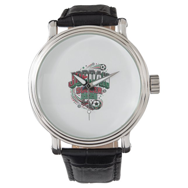 Jordan Fotboll 2026 Fotboll Fet Land Typografi  Armbandsur (Framsida)