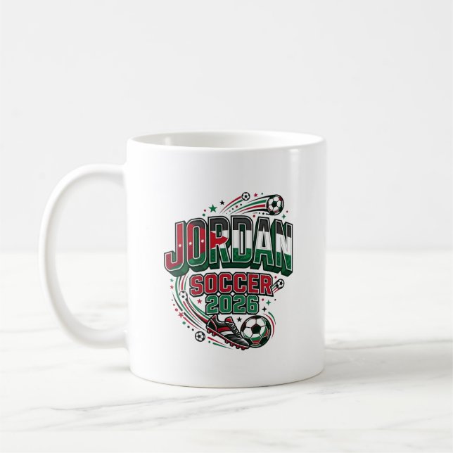 Jordan Fotboll 2026 Fotboll Fet Land Typografi  Kaffemugg (Vänster)