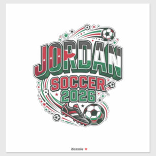 Jordan Fotboll 2026 Fotboll Fet Land Typografi Klistermärken