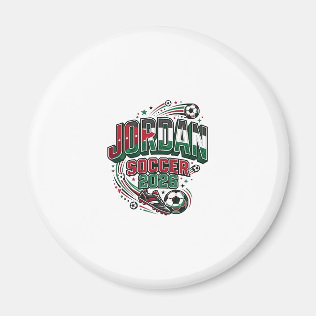 Jordan Fotboll 2026 Fotboll Fet Land Typografi  Magnet (Framsidan)
