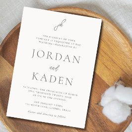 Jordan Grått Elegant bröllop Inbjudningar