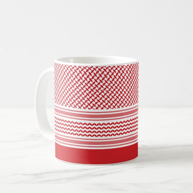 Jordan Hatta Styled Red Mönster Kaffemugg (Framsida vänster)