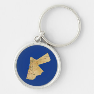 Jordan Karta Keychain Rund Silverfärgad Nyckelring