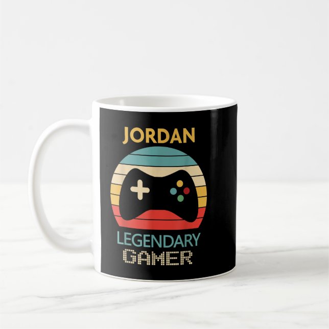 Jordan Namn Gift - Personlig Legendary Gamer Kaffemugg (Vänster)