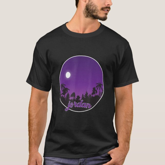 Jordan på natten med palmer t shirt (Framsida)