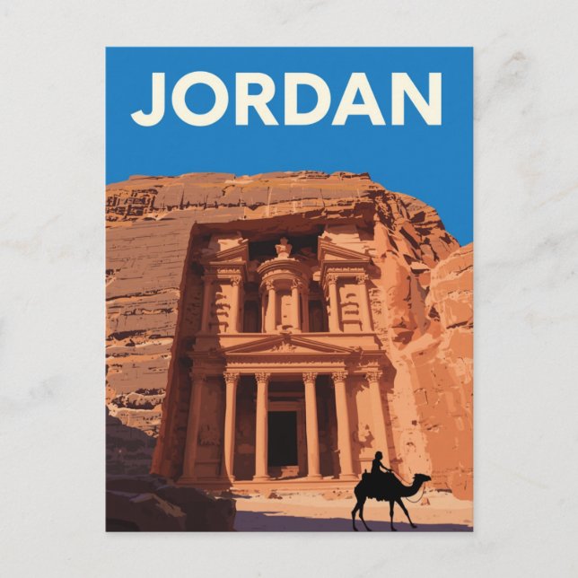 Jordan Petra Skattkammare Retro Vykort (Framsida)