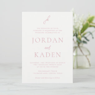 Jordan Rosa Elegant bröllop Inbjudningar