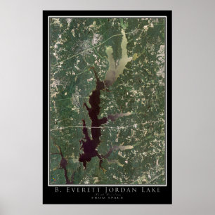 Jordan Sjö North Carolina Satellite Poster Karta