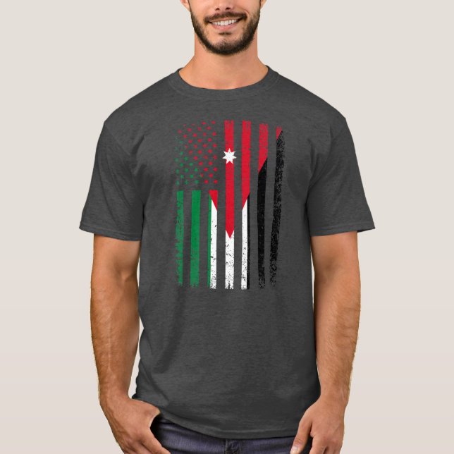 Jordan USA Flag 4th of July American Jordanian T Shirt (Framsida)