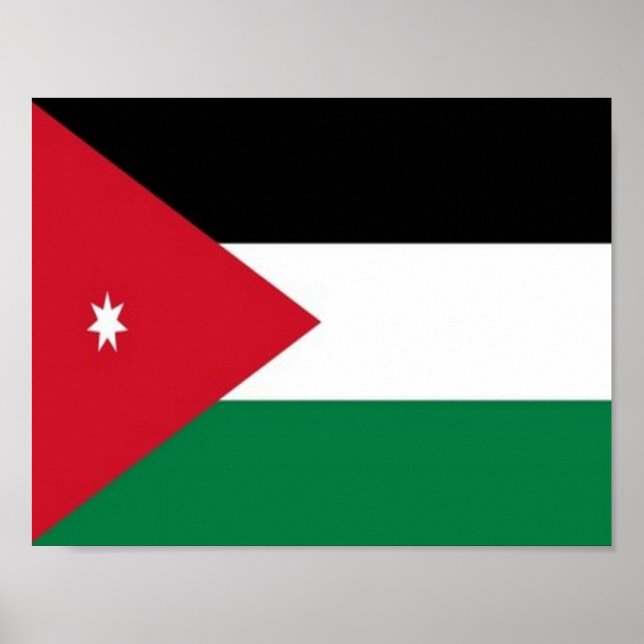 Jordanien - Asien - Flagga - Poster (Framsidan)