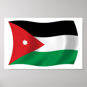 Jordanien Flagga Affisch Print