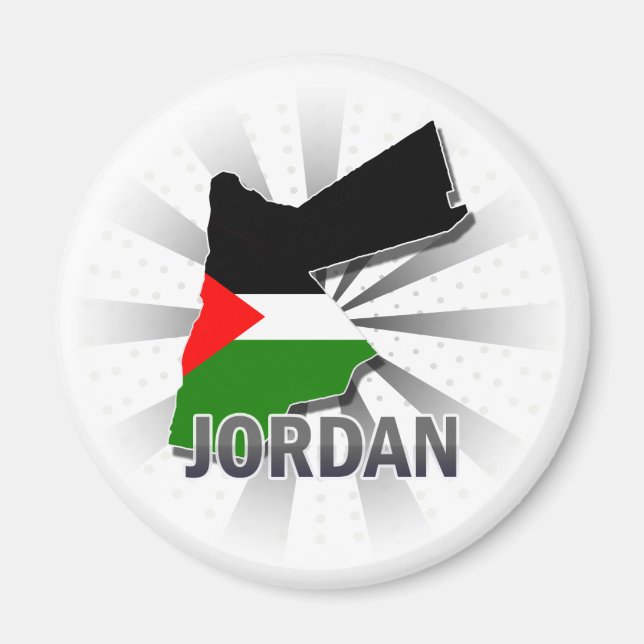 Jordanien Flagga Karta 2.0 Magnet (Framsidan)