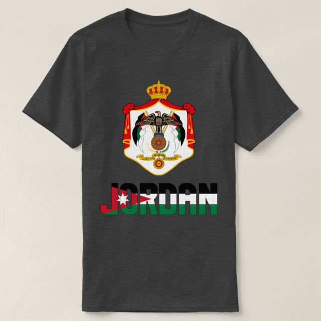 Jordanien Flagga och Jacka av Arm Patriotic T Shirt (Design framsida)