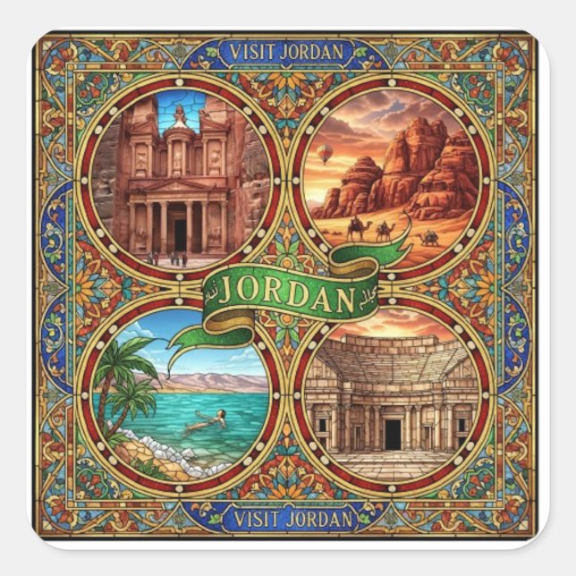 JORDANIEN FYRKANTIGT KLISTERMÄRKE (Framsida)