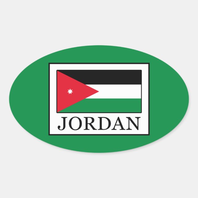 Jordanien Ovalt Klistermärke (Framsida)