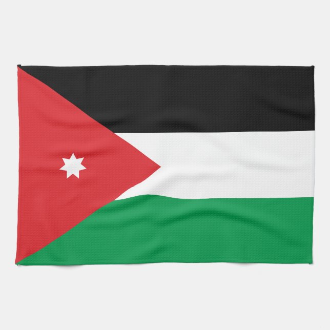 Jordanienflagga Kökshandduk (Horisontell)
