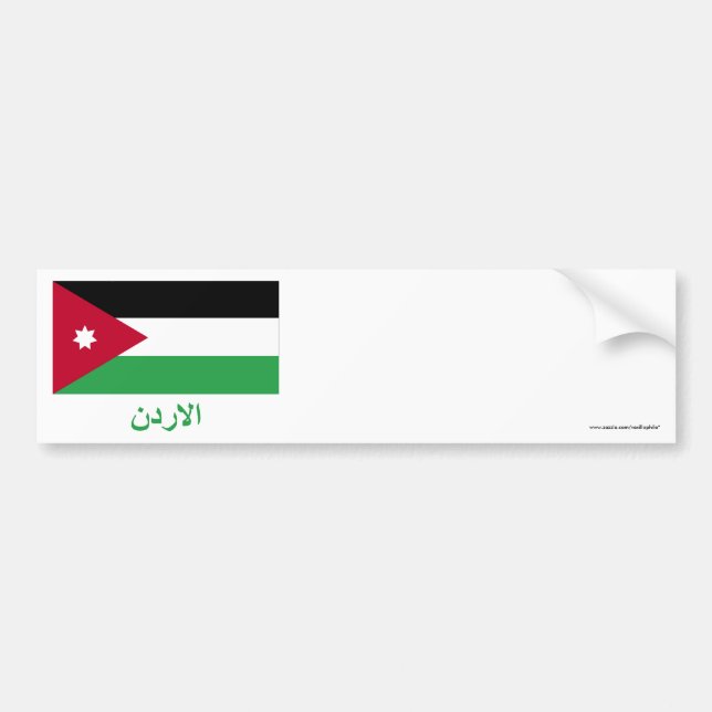 Jordanienflagga med namn i arabiska bildekal (Framsidan)