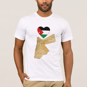 Jordanienflaggahjärta och kartaT-tröja Tee