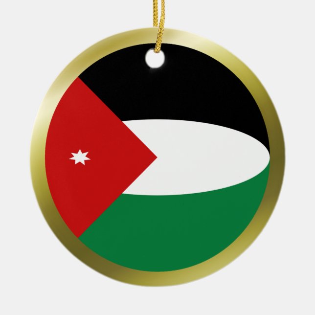Jordanienflaggaprydnad Julgransprydnad Keramik (Framsidan)