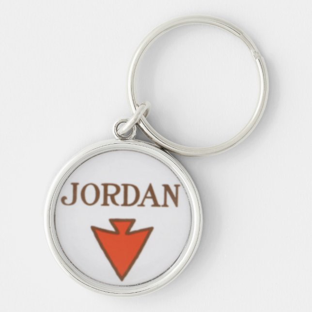 Jordanienlogotyp Keychain Rund Silverfärgad Nyckelring (Framsidan)