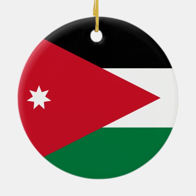 Jordaniens flagga julgransprydnad keramik (Baksidan)