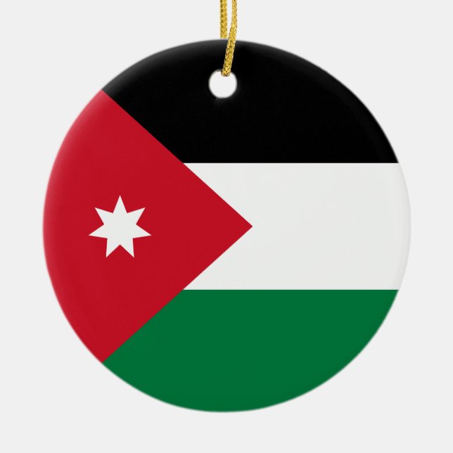 Jordaniens flagga julgransprydnad keramik (Framsidan)