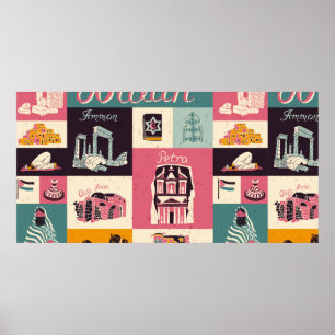 Jordaniens kultur och färg. Samling Poster