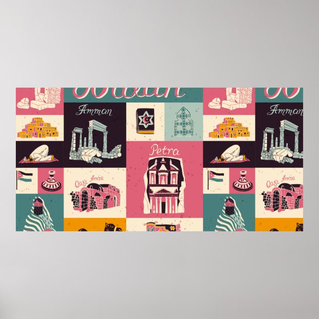 Jordaniens kultur och färg. Samling Poster (Framsidan)