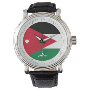 Jordanska Flagga & Jordanien mode, arabiska nr/des Armbandsur