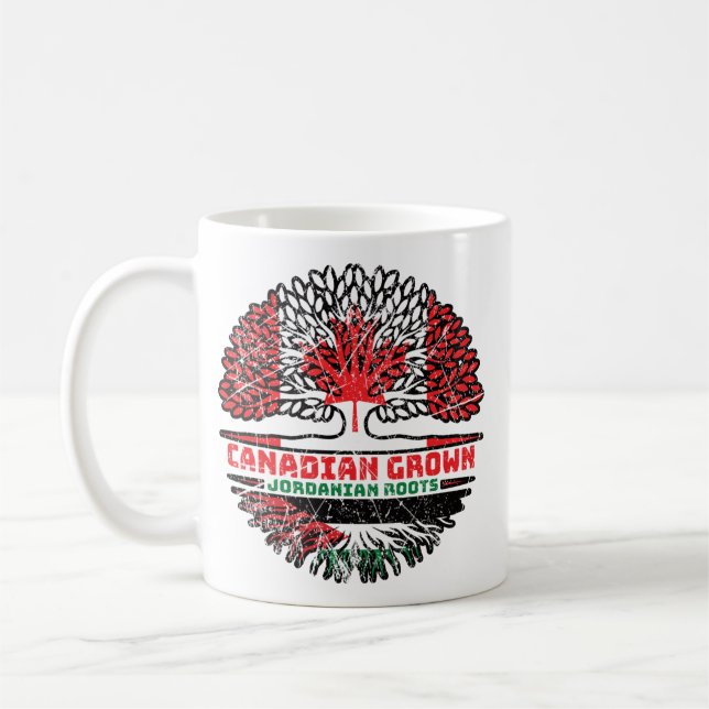 Jordanska Jordan Canadian Träd Roots Flagga Kaffemugg (Vänster)