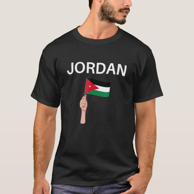 Jordanska, jordanska Land Flagga Print T-Shirt (Framsida)