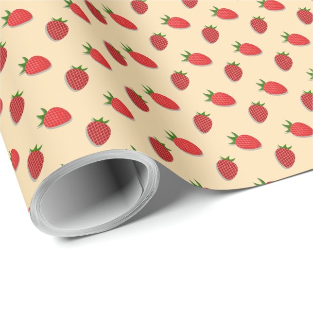 Jordbärmönster för sommarfrukt presentpapper (Rullad Hörn)