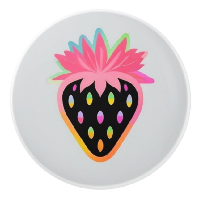Jordbärsdörrhandtag i neon och svart knopp (Framsidan)