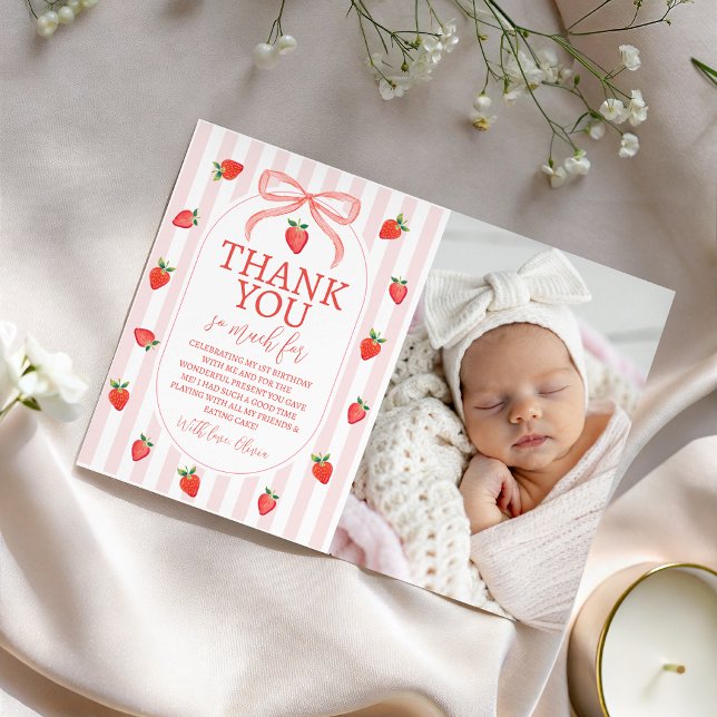 Jordbärsfoto Tackkort Inbjudningar (Skapare uppladdad)