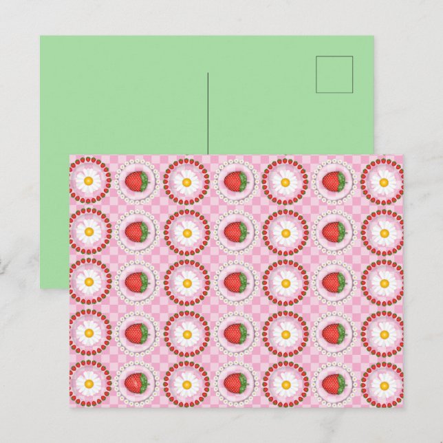 Jordbärsserenad Rosa Vykort (Fram/baksida)