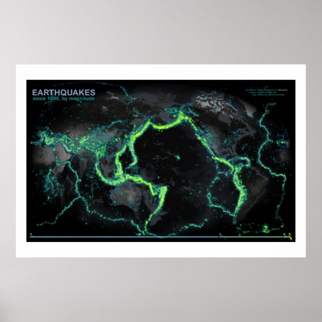 Jordbävningar sedan 1898 poster (Framsidan)