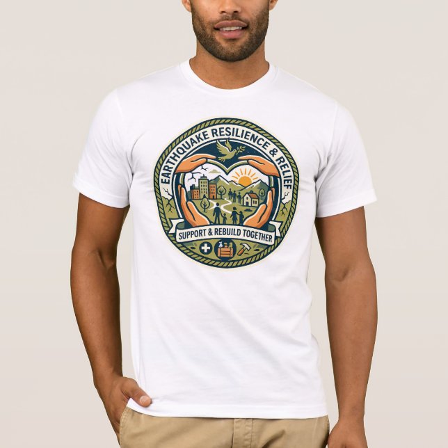 Jordbävningsmotstånd & stöd T-shirt (Framsida)